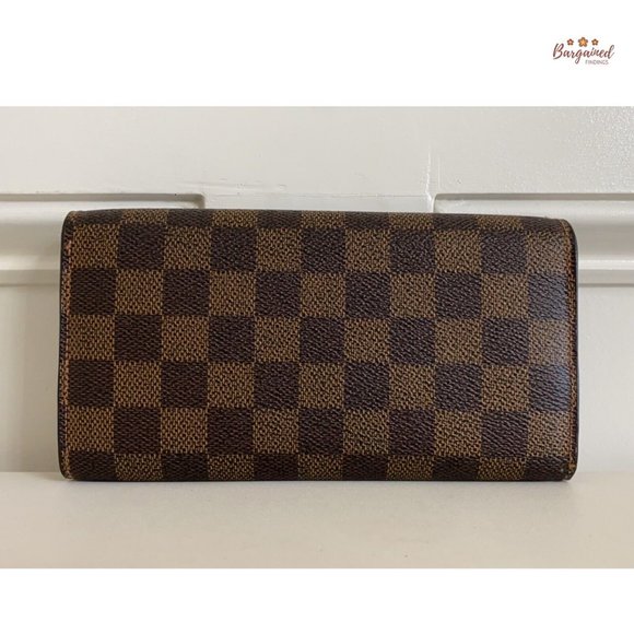 Authentic Louis Vuitton Vintage Damier Ebene Coated Canvas Leather Sarah Long Wa - Picture 3 of 12